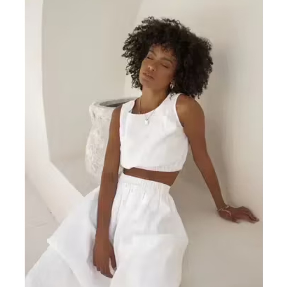 DISSH DYLAN LINEN CROP TOP white